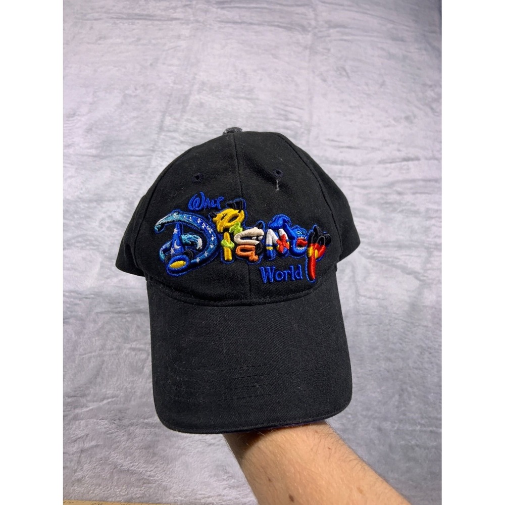 Walt Disney World Hat Black Cotton Adjustable Baseball Cap Character Logo Adult